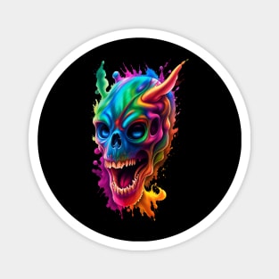 Demon skull color explosion Magnet